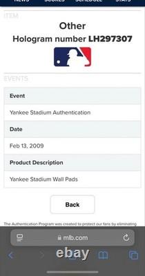 Old Yankee Stadium Wall Pad Game Used Steiner MLB Authentic NY Yankees 4 x 8 FT