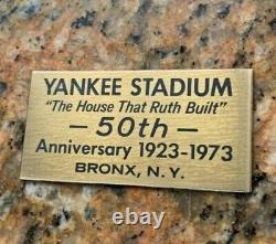 Original New York Yankee Stadium 50th Anniversary Brass Seat Plaque Complete