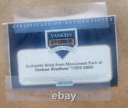 Plaque with Authentic Brick from Monument Park at Yankee Stadium, #4 Lou Gehrig