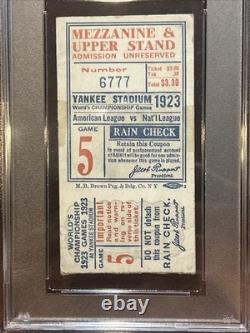 Psa 1923 WORLD SERIES G5 TICKET Yankees 1st Championship Yankee Stadium 1st Yr