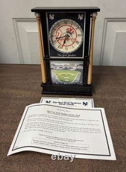 RARE Danbury Mint NY Yankees Stadium Wooden Desk Clock In Original Box