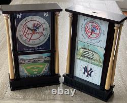 RARE-NEW Danbury Mint NY Yankees Stadium Wooden Desk Clock &Barometer Temp Gauge