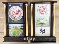 RARE-NEW Danbury Mint NY Yankees Stadium Wooden Desk Clock &Barometer Temp Gauge