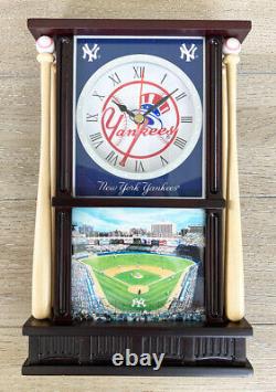 RARE-NEW Danbury Mint NY Yankees Stadium Wooden Desk Clock &Barometer Temp Gauge