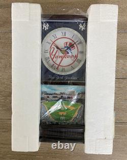 RARE-NEW Danbury Mint NY Yankees Stadium Wooden Desk Clock &Barometer Temp Gauge