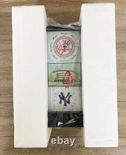 RARE-NEW Danbury Mint NY Yankees Stadium Wooden Desk Clock &Barometer Temp Gauge