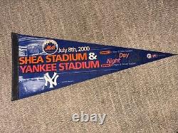 RARE Shea Stadium & Yankee Stadium Day Night Doubleheader Pennant Banner (Y2K)