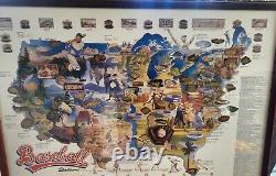 Rare Find! Baseball Stadium Map USA 1987 withHistorical Stadium Facts Included Vtg
