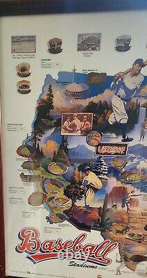 Rare Find! Baseball Stadium Map USA 1987 withHistorical Stadium Facts Included Vtg