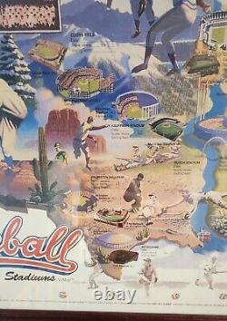 Rare Find! Baseball Stadium Map USA 1987 withHistorical Stadium Facts Included Vtg