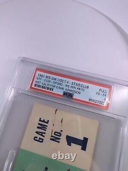 Rare Stadium Club! 1961 World Series Game 1 Ticket Reds @ Yankees, PSA 4! Pop 1
