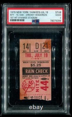 Rickey Henderson 1st Hit @ Yankee Stadium 1979 PSA Ticket Oakland A's New York