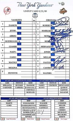Sept 21 2008 Last Game at Yankee Stadium Signed Auto Lineup Card Orioles BAS MLB
