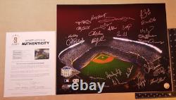 Signed by 26 NY Yankees Baseball Greats 16x20 Photo Beckett 2008 Yankee Stadium