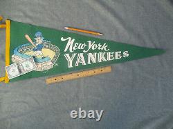 VINTAGE 1950s NEW YORK YANKEES COLORED STADIUM BASEBALL PENNANT with UNCLE SAM