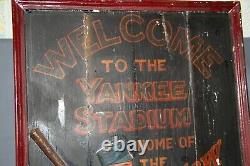 VINTAGE WOODEN SIGN BASEBALL NEW YORK YANKEES STADIUM. Sport man cave pub