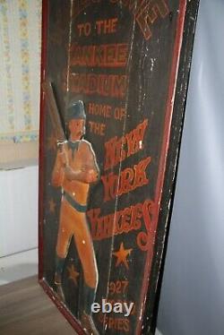 VINTAGE WOODEN SIGN BASEBALL NEW YORK YANKEES STADIUM. Sport man cave pub