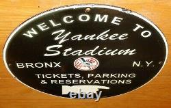 Vintage 1955 New York Yankees Stadium Baseball 11 3/4 Porcelain Metal Gas Sign