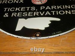 Vintage 1955 New York Yankees Stadium Baseball 11 3/4 Porcelain Metal Gas Sign