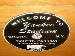 Vintage 1955 New York Yankees Stadium Baseball 11 3/4 Porcelain Metal Gas Sign