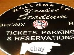 Vintage 1955 New York Yankees Stadium Baseball 11 3/4 Porcelain Metal Gas Sign