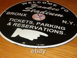 Vintage 1955 New York Yankees Stadium Baseball 12 Porcelain Metal Gas Oil Sign