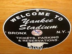 Vintage 1955 New York Yankees Stadium Baseball 12 Porcelain Metal Gas Oil Sign
