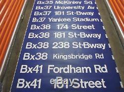 Vintage 1970s New York City Bronx Area Bus Destination Roll Sign Yankee Stadium