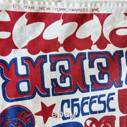 Vintage 50/60s New York Yankees Stadium Food Pop Art Cotton Tablecloth 48x111