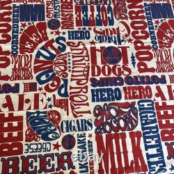 Vintage 50/60s New York Yankees Stadium Food Pop Art Cotton Tablecloth 48x111