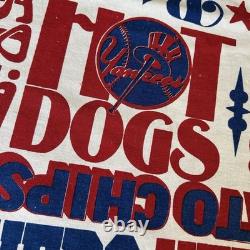 Vintage 50/60s New York Yankees Stadium Food Pop Art Cotton Tablecloth 48x111