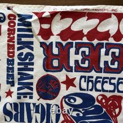 Vintage 50/60s New York Yankees Stadium Food Pop Art Cotton Tablecloth 48x111