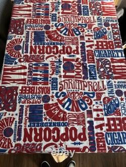 Vintage 50/60s New York Yankees Stadium Food Pop Art Cotton Tablecloth 48x111