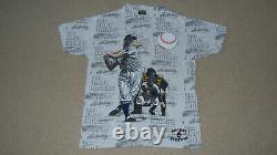 Vintage 80s-90s LOU GEHRIG All Over Print SHIRT LRG NY YANKEES STADIUM Made USA