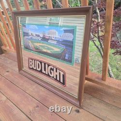 Vintage 90s Bud Light Beer Bar Sign Mirror New York Yankee Stadium LARGE 36x28