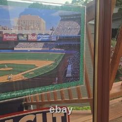 Vintage 90s Bud Light Beer Bar Sign Mirror New York Yankee Stadium LARGE 36x28