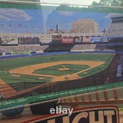 Vintage 90s Bud Light Beer Bar Sign Mirror New York Yankee Stadium LARGE 36x28