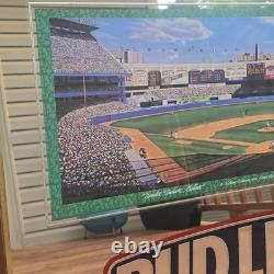 Vintage 90s Bud Light Beer Bar Sign Mirror New York Yankee Stadium LARGE 36x28