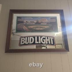 Vintage 90s Bud Light Beer Bar Sign Mirror New York Yankee Stadium LARGE 36x28