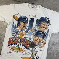 Vintage 90s New York Yankees Wade Boggs AOP Stadium Caricature Shirt Size M