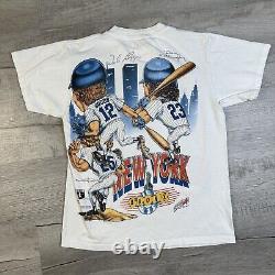 Vintage 90s New York Yankees Wade Boggs AOP Stadium Caricature Shirt Size M