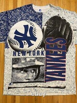 Vintage 90s Starter New York Yankees MLB Stadium All Over Print T-Shirt XL JETER