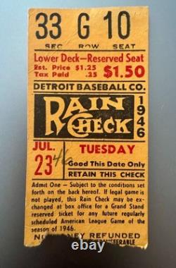 Vintage Detroit Tigers Ticket 1946 Briggs Stadium 7/23/1946 vs New York Yankees