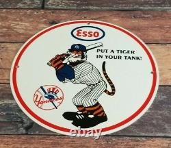 Vintage Esso Gasoline Porcelain Gas Pump Mlb Yankees Make An Offer Stadium Sign