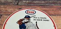 Vintage Esso Gasoline Porcelain Gas Pump Mlb Yankees Make An Offer Stadium Sign