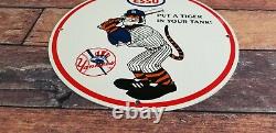 Vintage Esso Gasoline Porcelain Gas Pump Mlb Yankees Make An Offer Stadium Sign