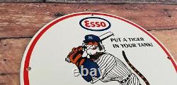 Vintage Esso Gasoline Porcelain Gas Pump Mlb Yankees Make An Offer Stadium Sign