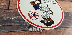 Vintage Esso Gasoline Porcelain Gas Pump Mlb Yankees Make An Offer Stadium Sign