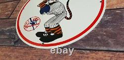 Vintage Esso Gasoline Porcelain Gas Pump Mlb Yankees Make An Offer Stadium Sign