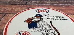 Vintage Esso Gasoline Porcelain Gas Pump Mlb Yankees Make An Offer Stadium Sign